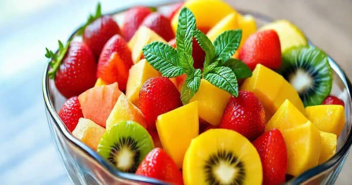 Ingredientes para la ensalada de frutas de primavera