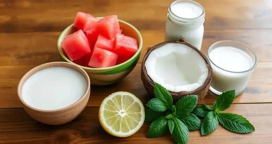 Ingredientes para la Soda de Sandía con Espuma de Coco