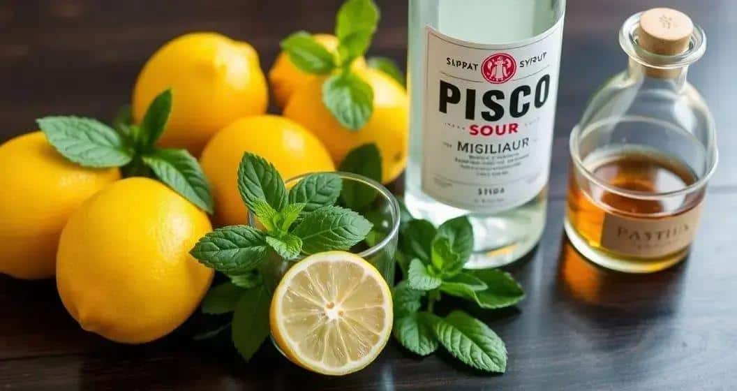 Ingredientes para Pisco Sour con Limón Siciliano y Menta