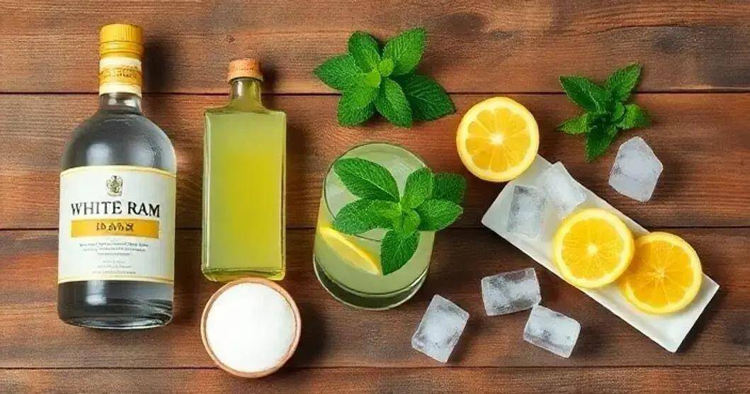 Ingredientes para preparar Ron con té mate y limón siciliano