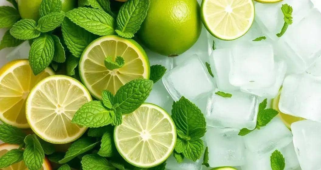 Ingredientes para un Mojito con soda de manzana verde