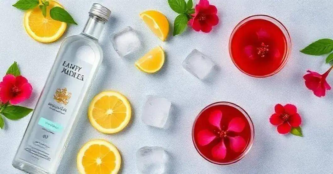 Ingredientes para Vodka con té de hibisco y jarabe de limón