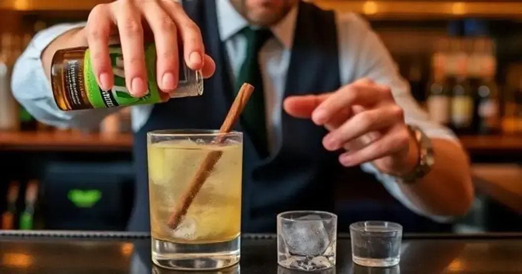Método de Preparación de Whisky con Soda de Manzana Verde y Canela