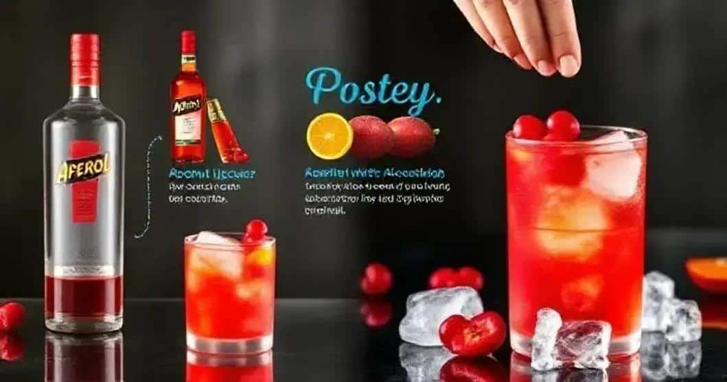 Método de preparación del Aperol con licor de coco y frutas rojas