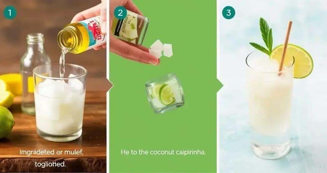 Método de preparación para Caipirinha de coco