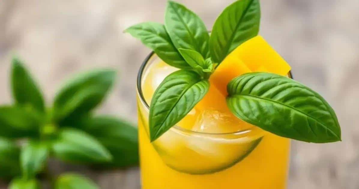 Eau de coco avec jus de mangue et basilic : Une délice rafraîchissante pour l'été