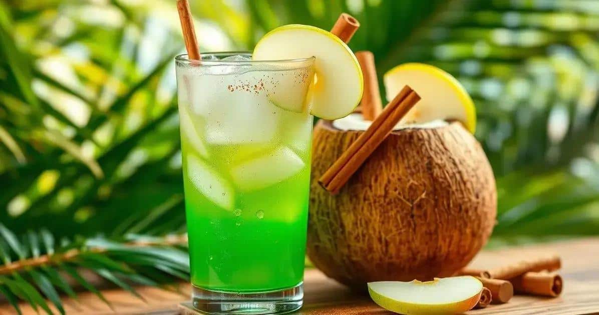 Eau de coco avec soda à la pomme verte et cannelle : Un délice rafraîchissant