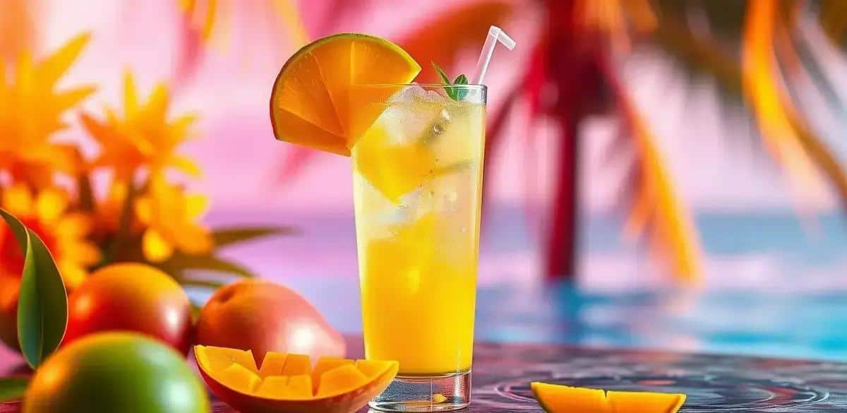 Gin avec vin mousseux et jus de mangue : Une aventure cocktail rafraîchissante