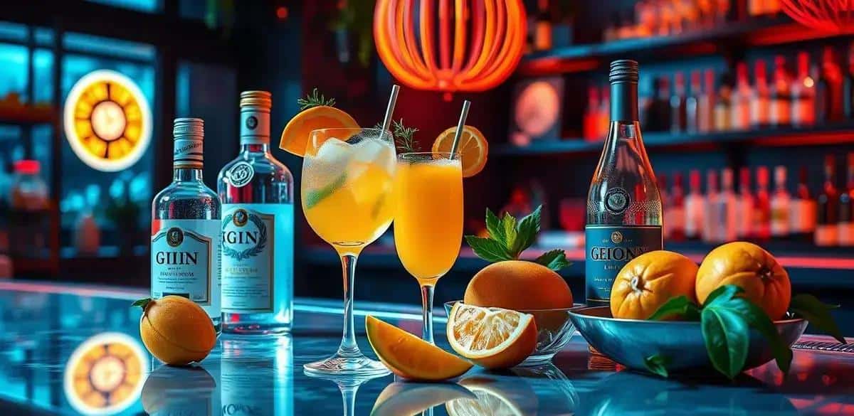 Ingrédients de la recette avec gin et vin mousseux