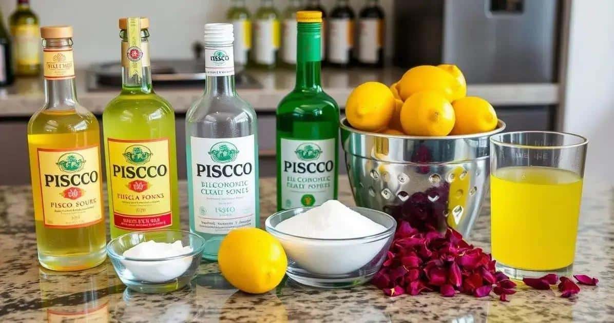 ingredients de la recette de pisco sour avec ecume dhibiscus - Best Blog Brasil - Os Blogs mais Incríveis da Web