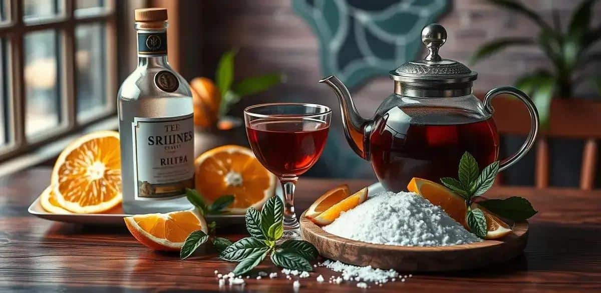 Ingrédients de la recette de rhum avec thé noir et orange