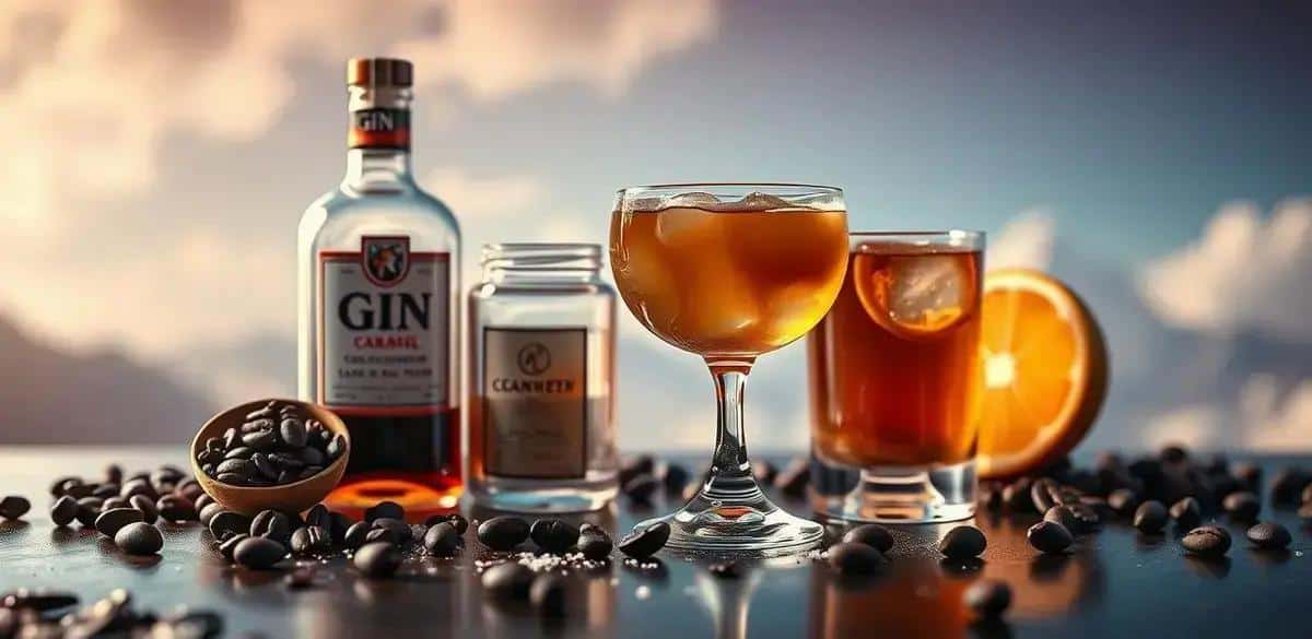 Ingrédients de la recette : gin avec sirop de caramel salé et café