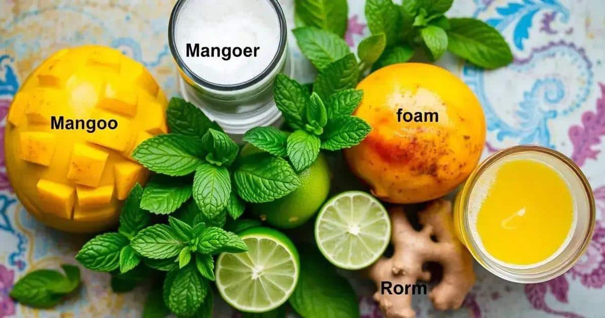 Ingrédients de la recette Mojito à la mangue et écume de gingembre