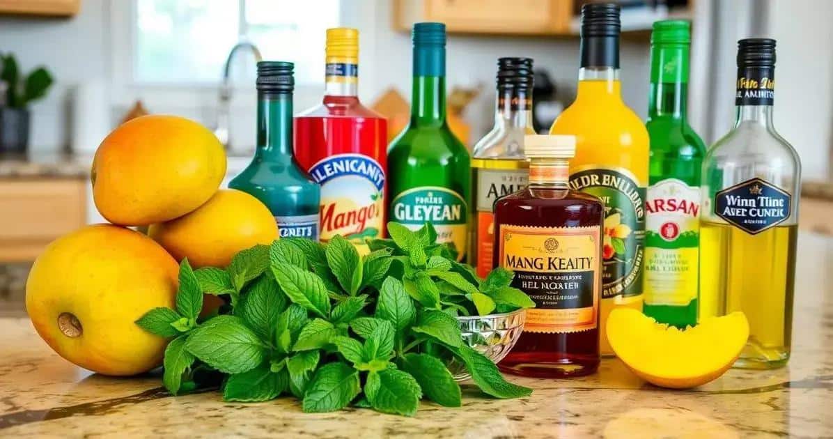 Ingrédients pour la Glace avec Liqueur de Mangue et de Menthe
