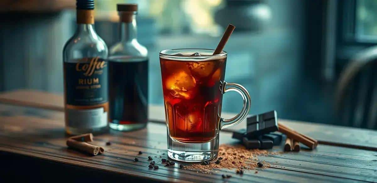 Ingrédients pour le café au rhum et copeaux de chocolat