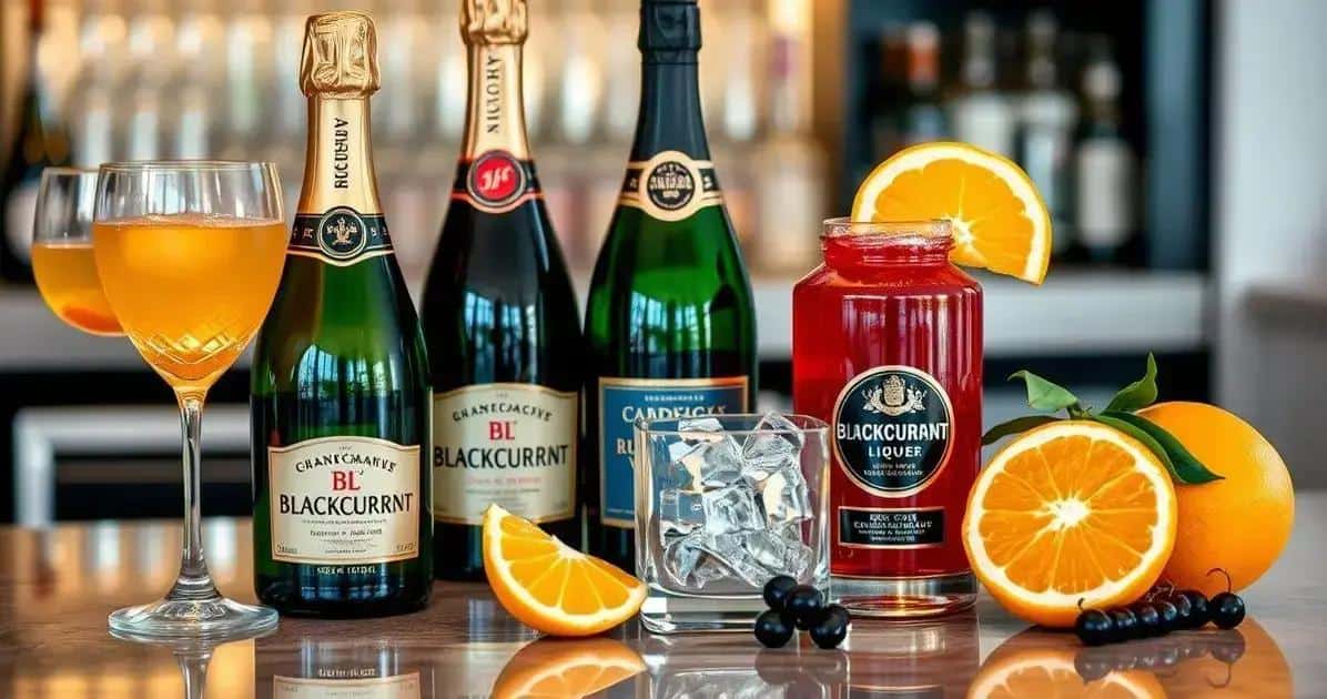 Ingrédients pour le cocktail Champagne avec liqueur de cassis et orange