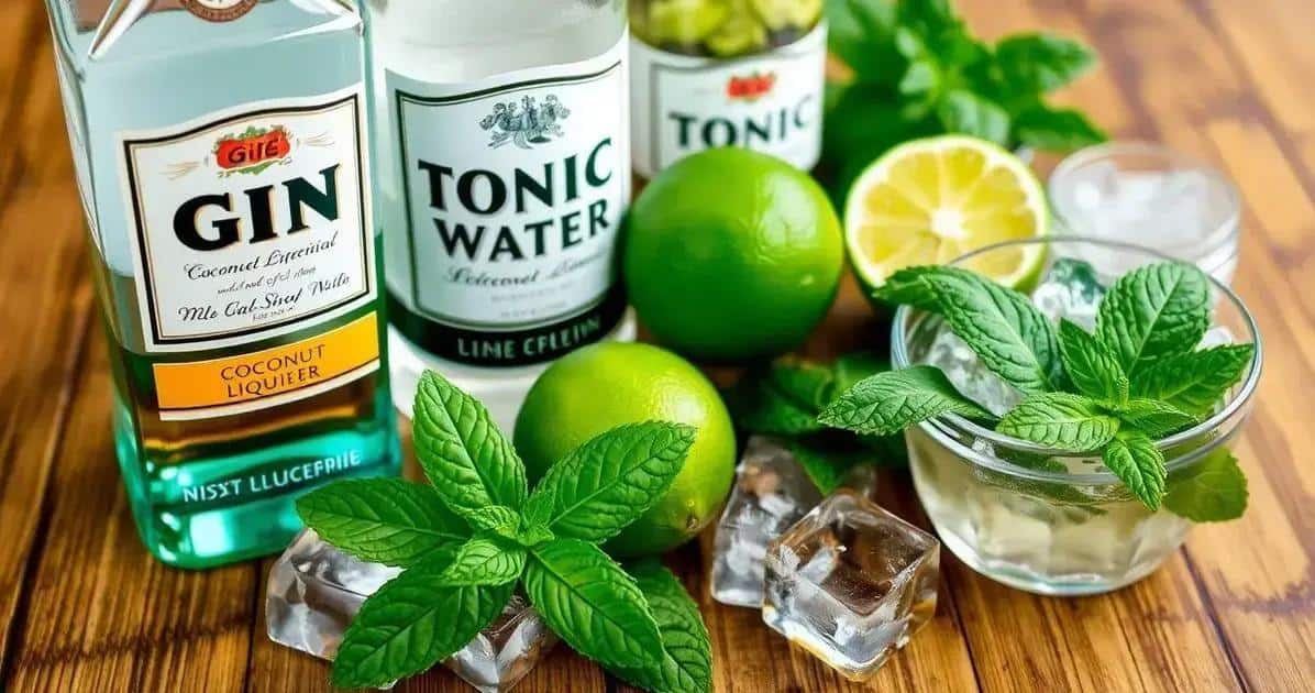 Ingrédients pour le Gin Tonic à la Liqueur de Noix de Coco