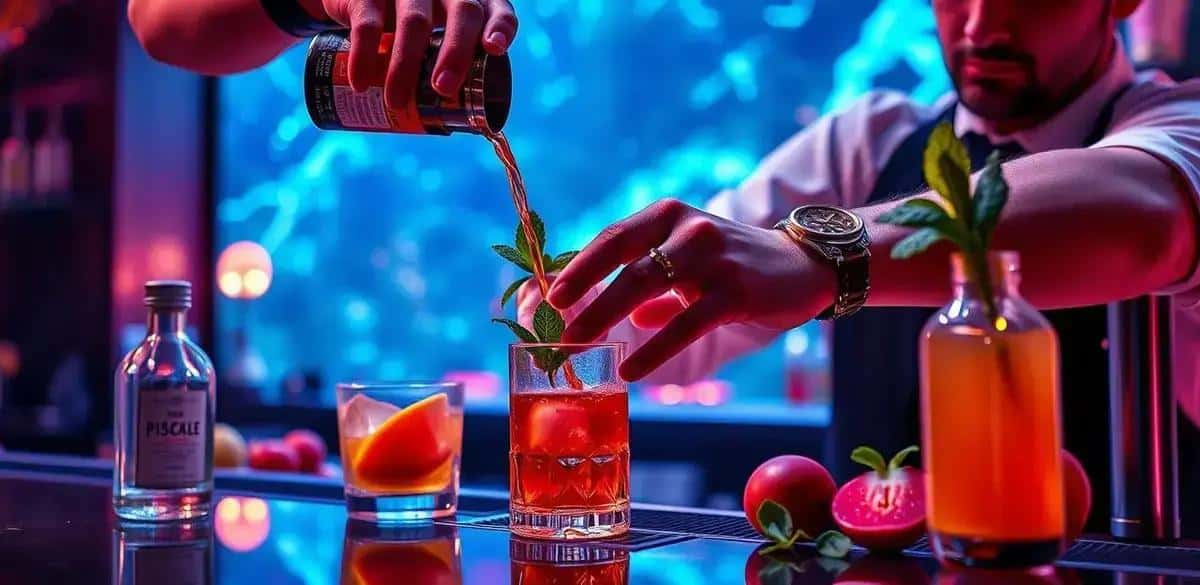 Méthode de préparation du Pisco avec liqueur de fruits rouges et soda