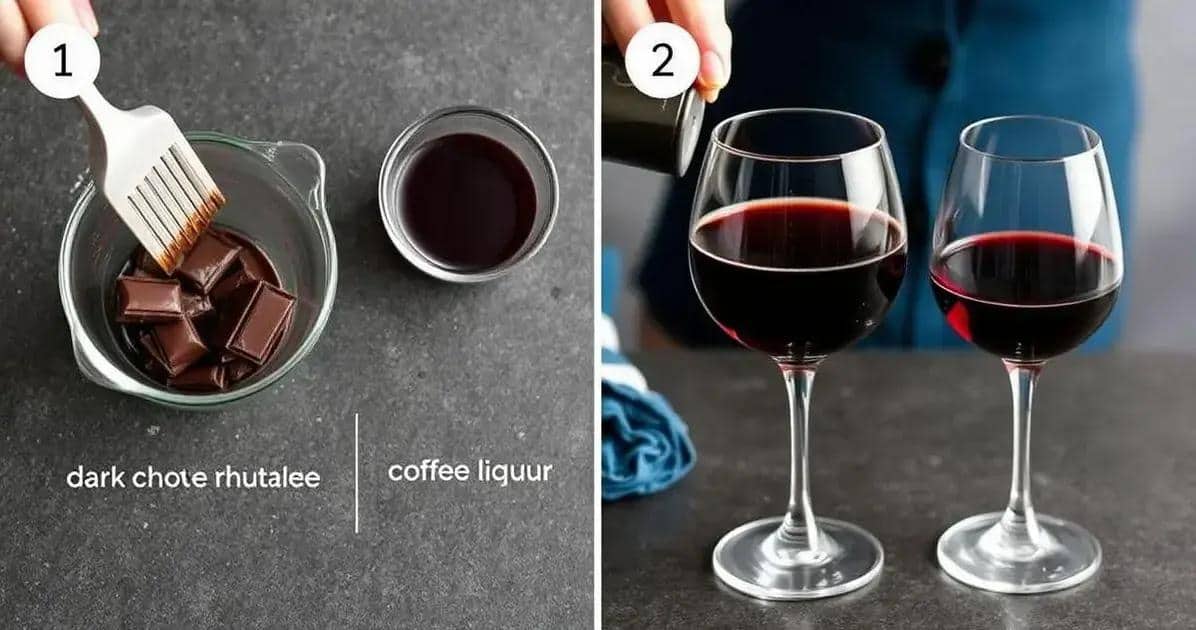 Méthode de préparation du vin rouge avec liqueur de café et chocolat
