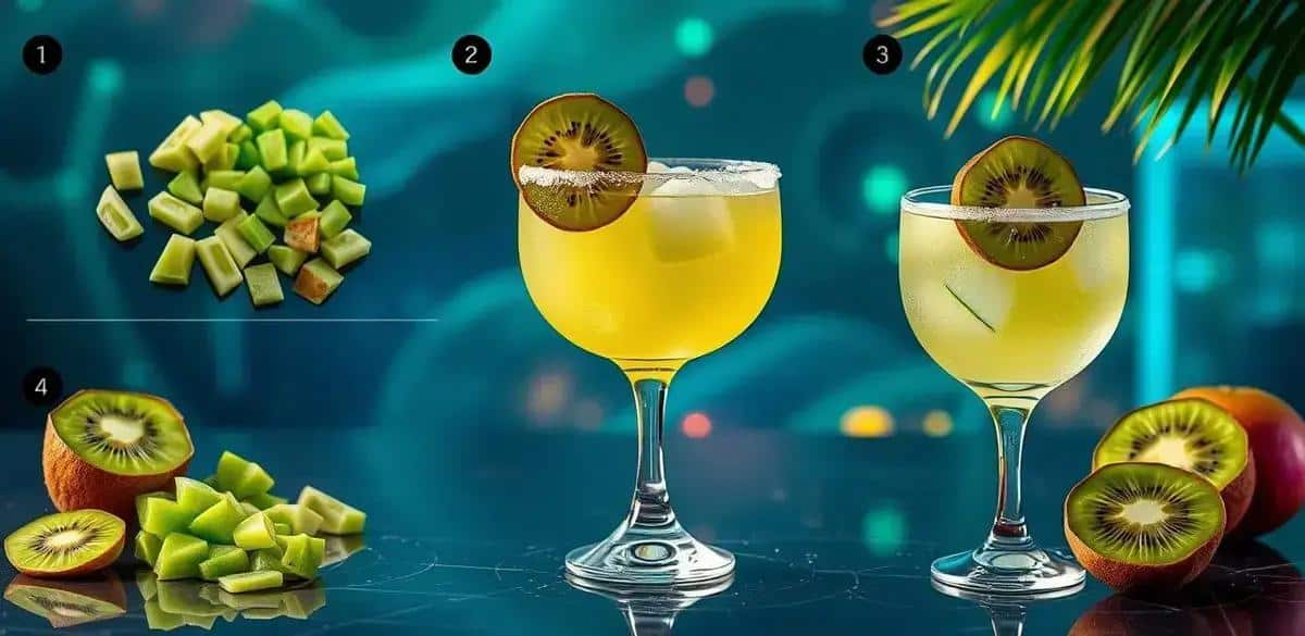 Préparation de la boisson margarita au kiwi