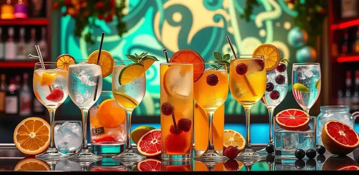 Variantes de gin avec vin mousseux et fruits
