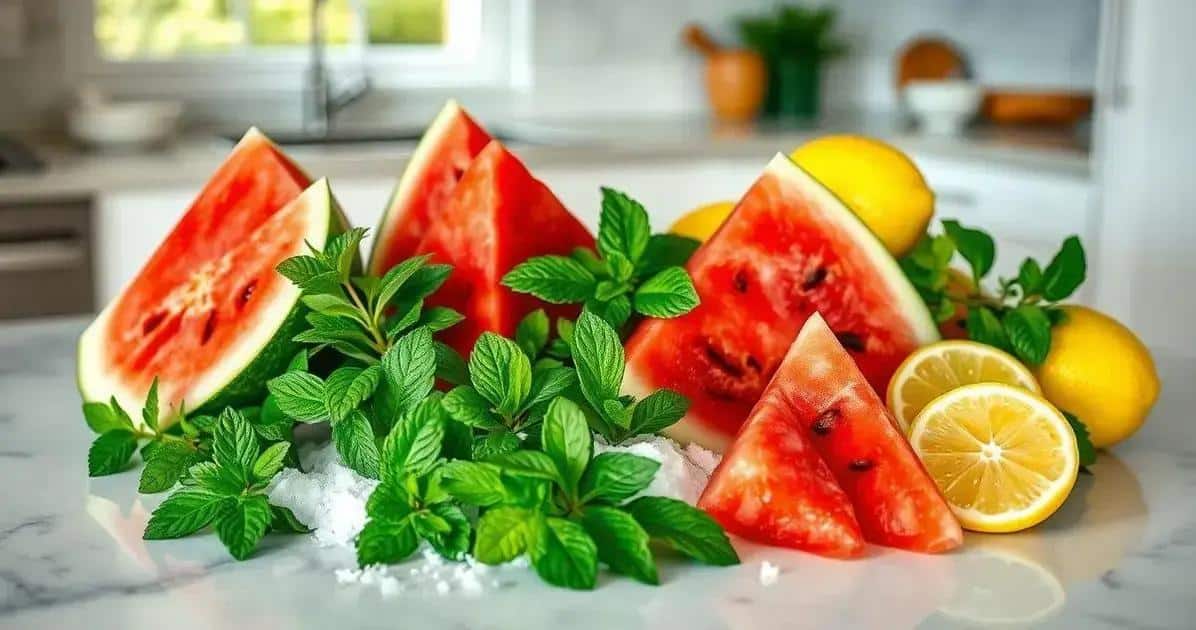 Ingrédients de la glace tropicale à la pastèque et menthe