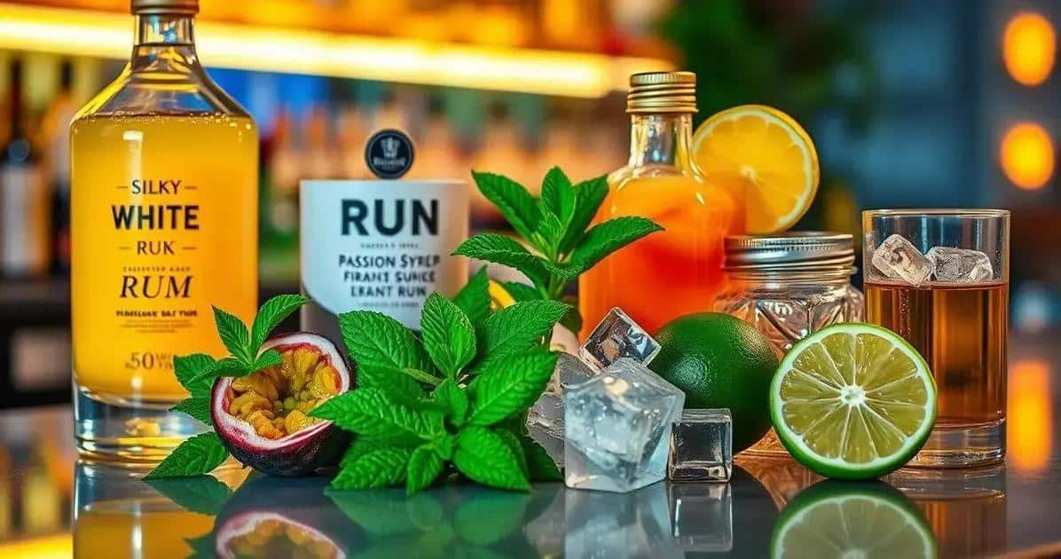 Ingrédients de la recette du daiquiri au jus de fruit de la passion et menthe