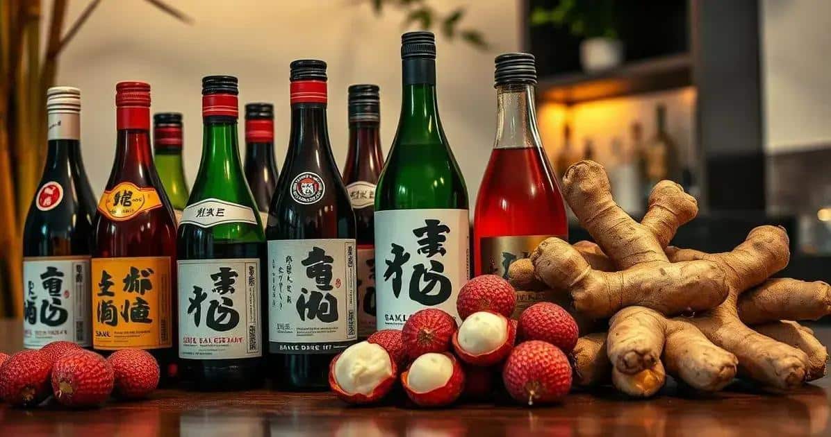 Ingrédients de la recette : saké, litchi, gingembre