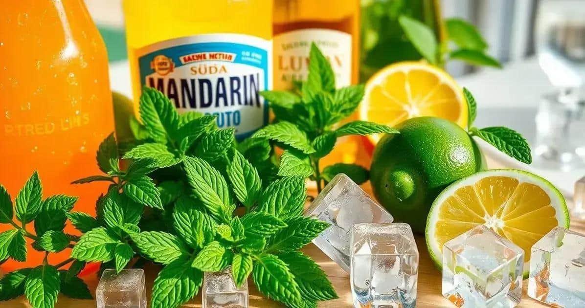 Ingrédients nécessaires pour le Mojito au soda de mandarine et menthe
