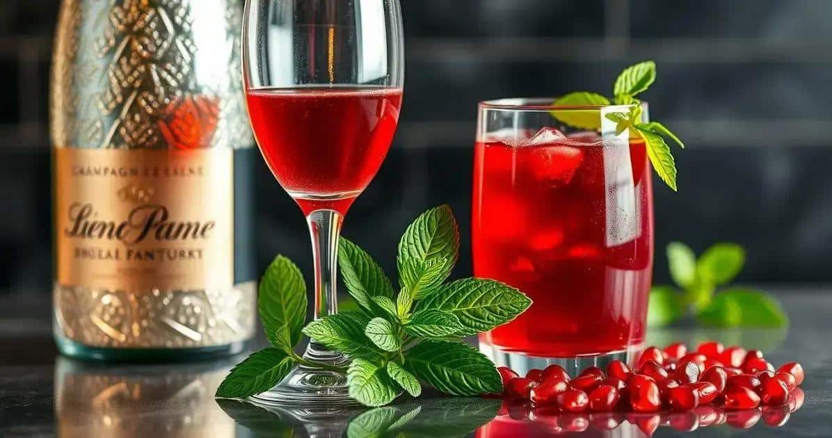 Ingrédients pour Champagne au jus de grenade et menthe