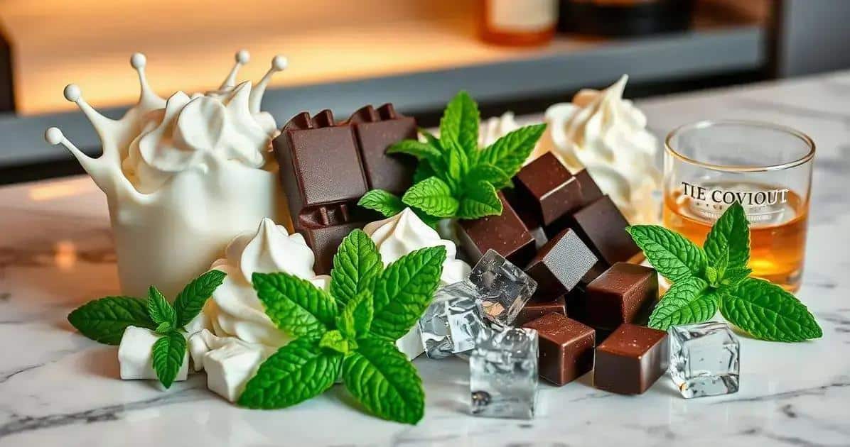 Ingrédients pour Chocolat Glacé avec Liqueur de Coco et Menthe