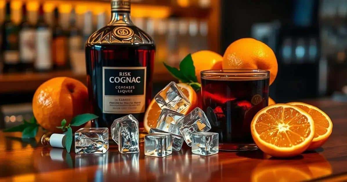 Ingrédients pour Cognac avec liqueur de cassis et orange