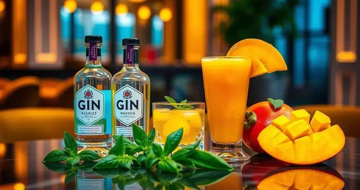 Ingrédients pour le Gin au jus de mangue et basilic