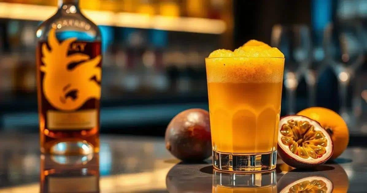 Ingrédients pour whisky avec écume de fruit de la passion