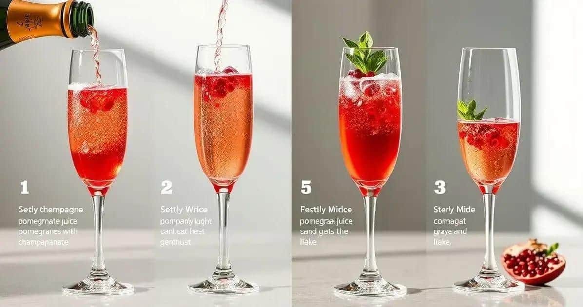 Méthode de préparation du Champagne au jus de grenade et menthe