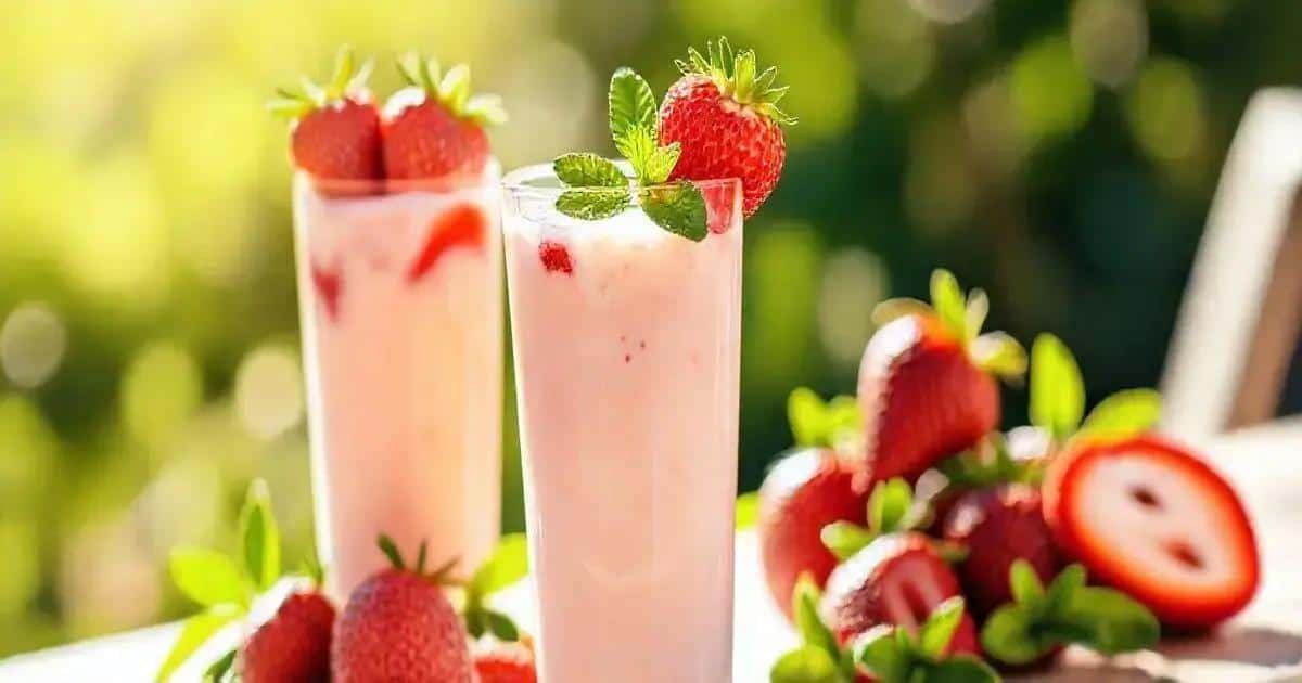 Boisson à la fraise avec lait concentré et copeaux de chocolat