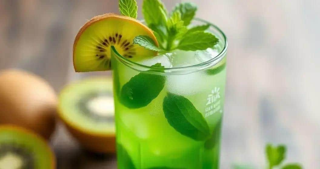 Boisson verte avec soda de kiwi et menthe : Boissons rafraîchissantes pour l'été