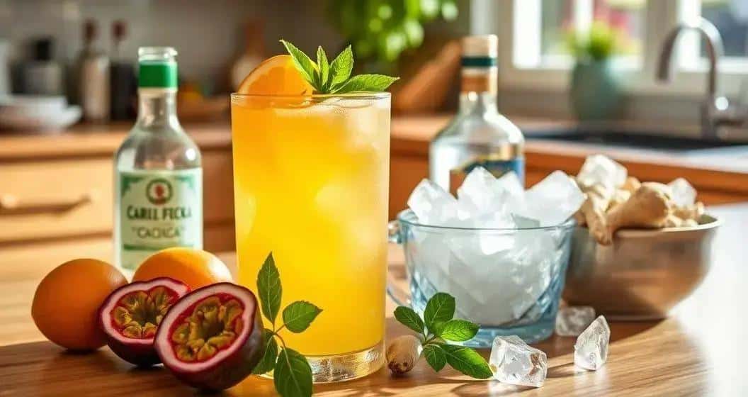 Ingrédients de la caïpirinha au fruit de la passion et gingembre