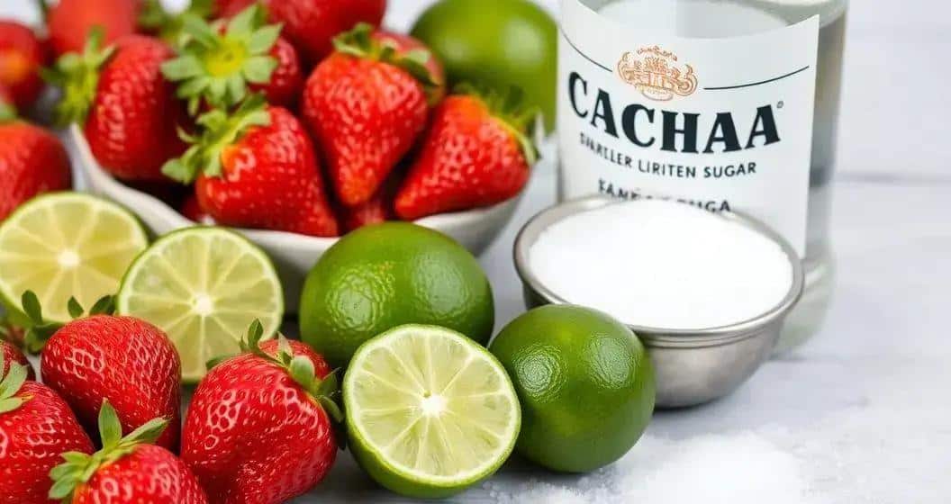 Ingrédients de la Caipiríssima à la fraise