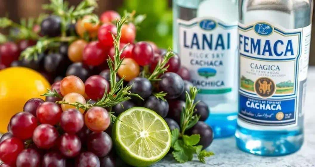 Ingrédients de la Caïpiríssima au raisin avec romarin Ingrédients de la Caïpiríssima au raisin avec romarin