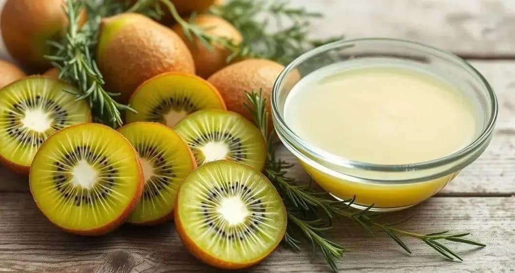 Ingrédients de la glace avec jus de kiwi et romarin Ingrédients de la glace avec jus de kiwi et romarin