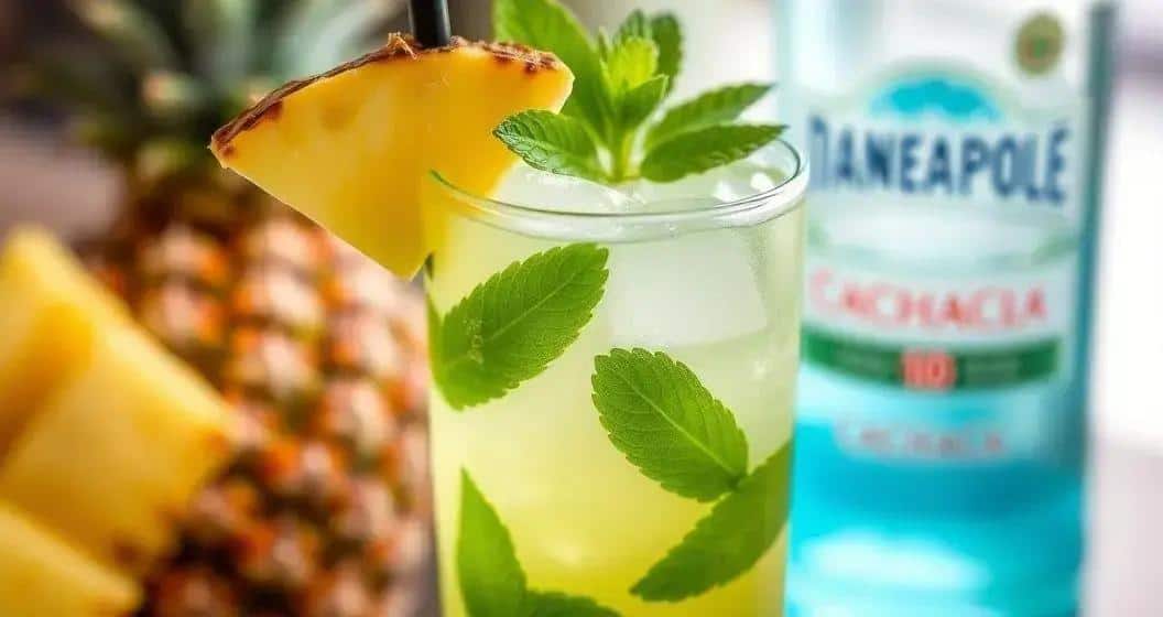 Ingrédients de la Recette de Cachaça avec Ananas et Menthe