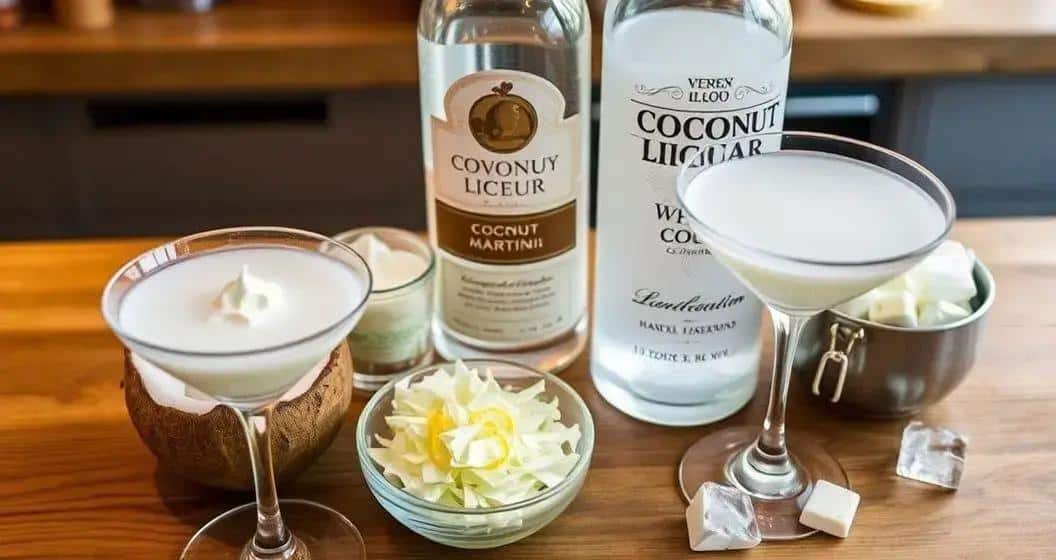 Ingrédients de la recette de martini avec liqueur de coco Ingrédients de la recette de martini avec liqueur de coco