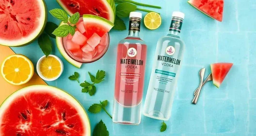 Ingrédients de la recette de vodka avec jus de pastèque et zeste de citron sicilien