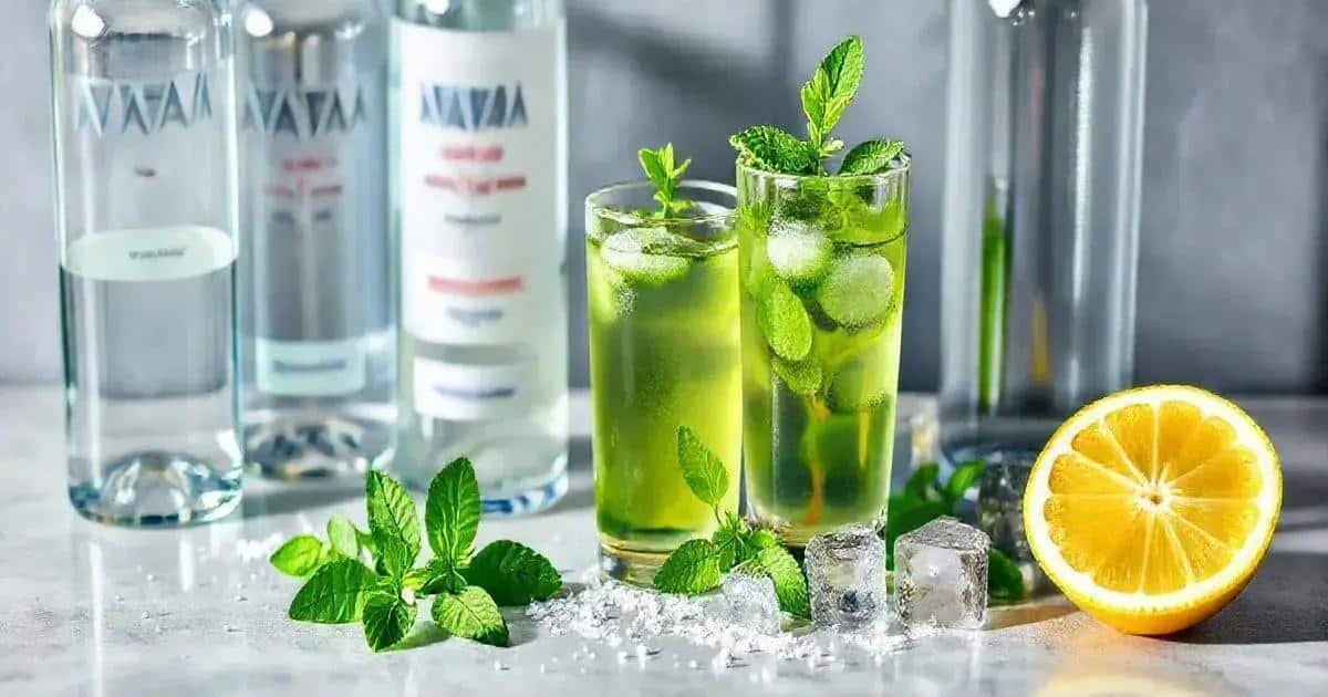 Ingrédients de la recette de vodka avec thé vert et menthe