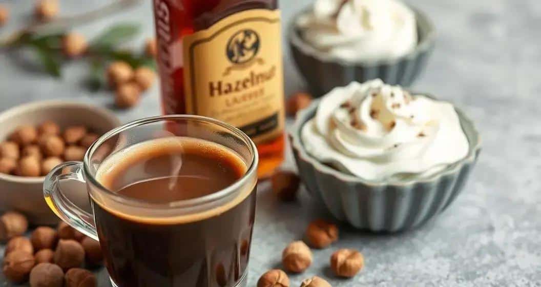 Ingrédients de la recette du café avec liqueur de noisette et crème fouettée