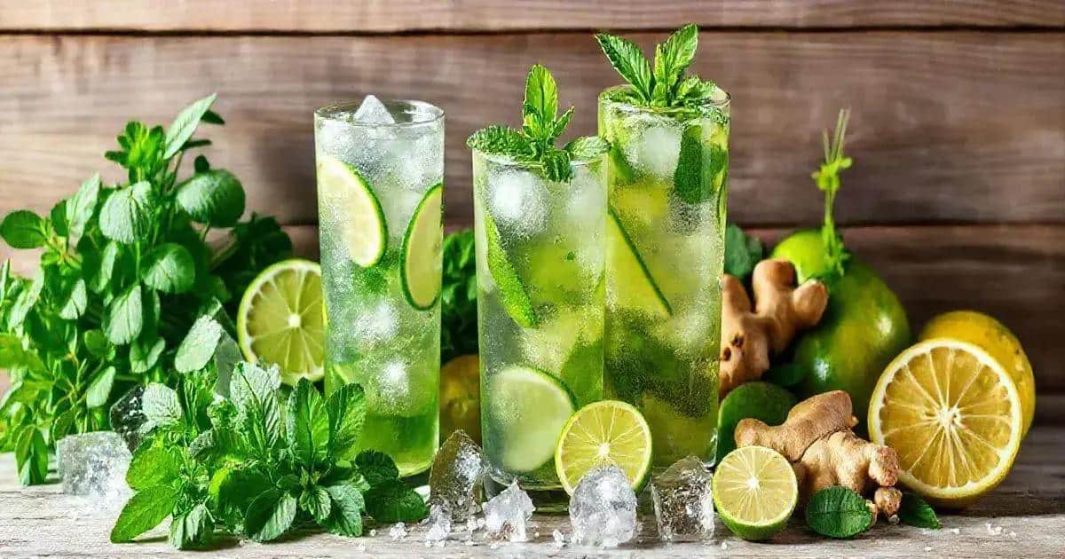 Ingrédients de la recette du Mojito au Soda de Pomme Verte et Gingembre