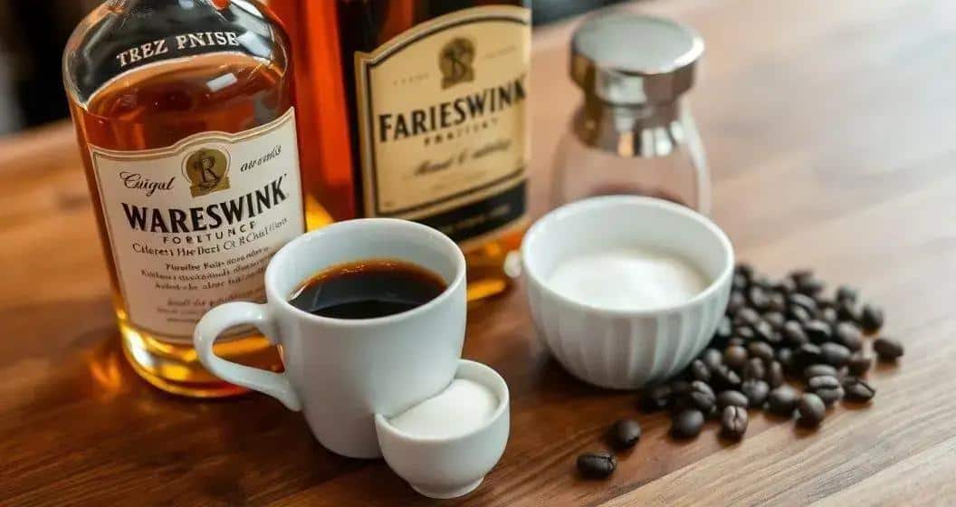 Ingrédients nécessaires pour whisky avec mousse de café et de crème