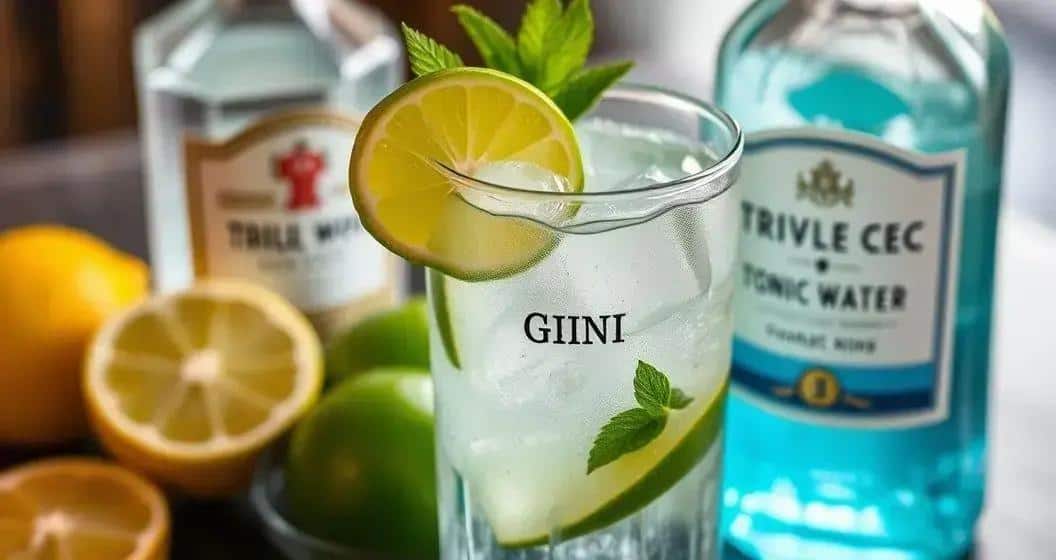 Ingrédients pour Gin Tonic avec Liqueur Triple Sec Ingrédients pour Gin Tonic avec Liqueur Triple Sec