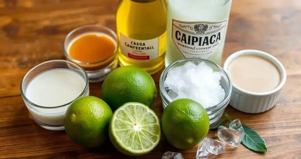 Ingrédients pour la caïpirinha avec lait concentré